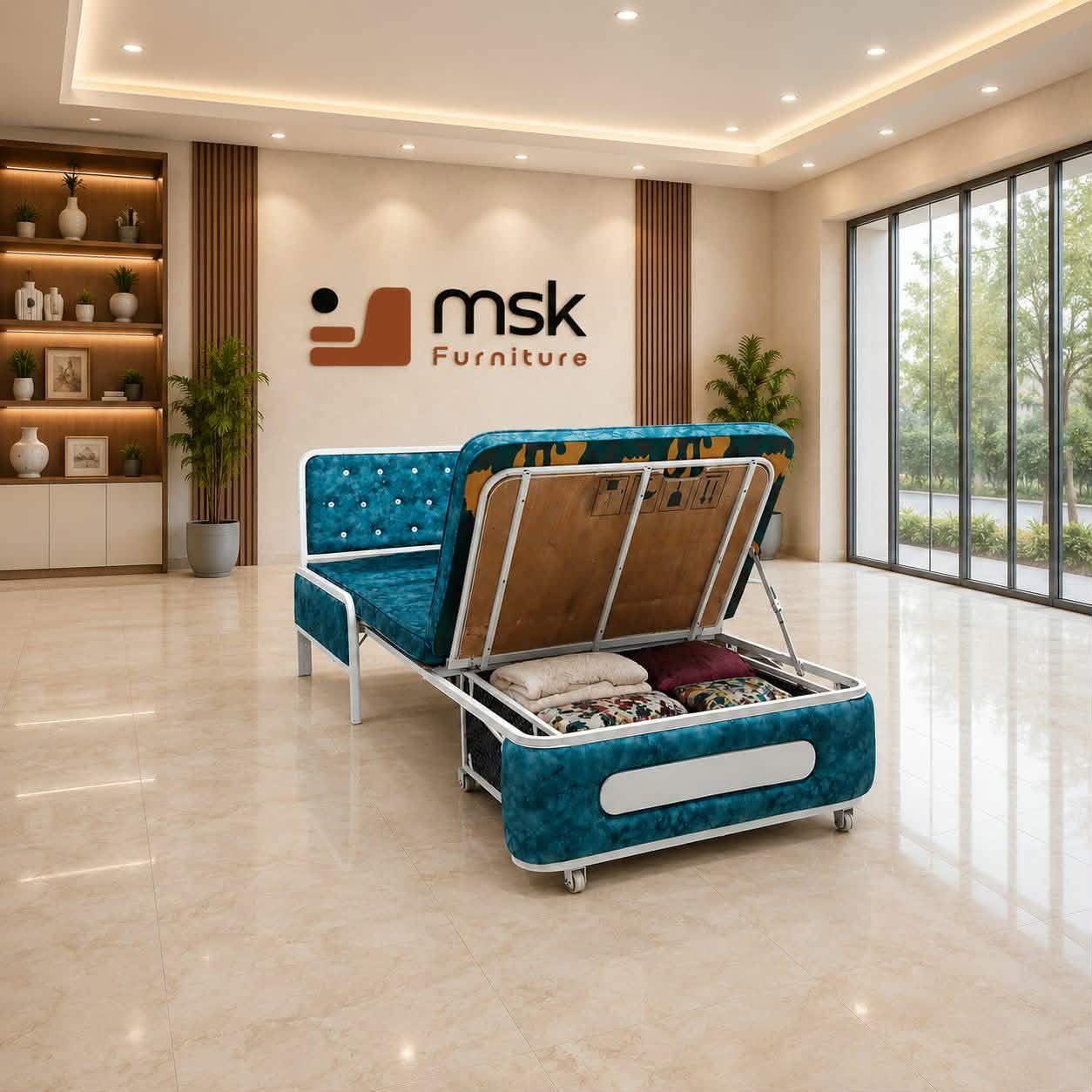 Single Sofa Cum Bed with Storage Box